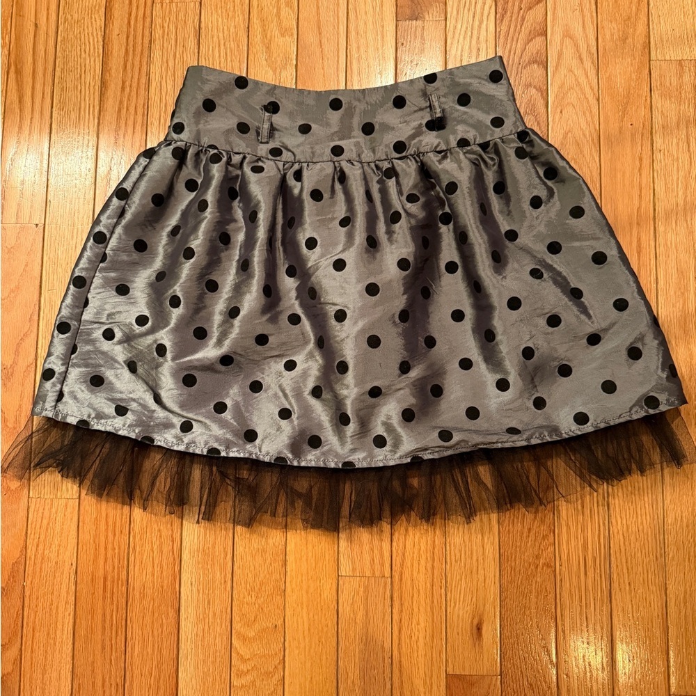 My Michelle Black and Gray Polka Dot Tulle Detail Skirt y2k fairy whimsigoth